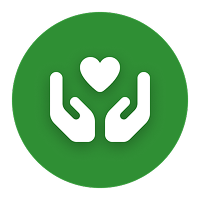 Two hands holding a heart icon