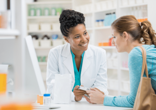 Pharmacist talking to a patient